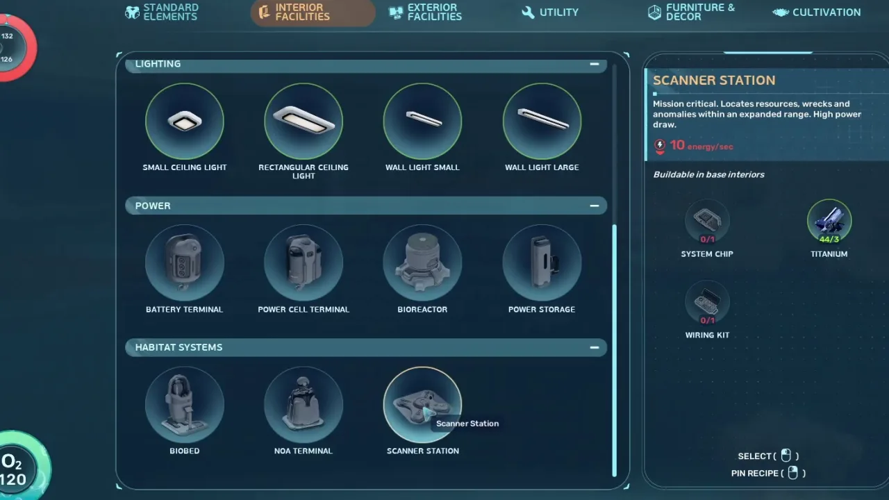 Filter menu evidence frame